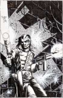 Timothy Truman Grimjack #17 Cover Original Art (First Comics, 1985). John Gaunt is hiding in the shadows of -