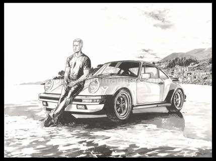 Bernard Vrancken - Illustration originale "Malibu time" - Les Dossiers Max - I.R.$.