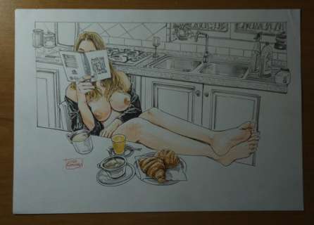 Luca Raimondo | Luca Raimondo - illustrazione originale "Sexy Breakfast " - (2023) | Catawiki