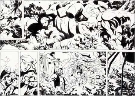 Steve Rude Future Quest #1 Page 26 and 27 Double Page Spread Original Art (DC, 2016). Hanna-Barbera super -