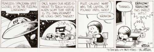 Bill Watterson Calvin and Hobbes Daily Comic Strip Original Art dated 4-28-86 (Universal Press Syndicate, - | Heritage