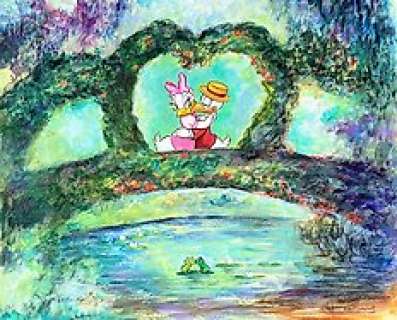 Tony Fernandez, Disney Artist - Donald Duck and Daisy Inspired by Monet‘s "The Japanese Bridge" (1924) - Original Painting - Tony Fernandez Signed - Acrylic Art