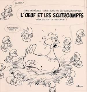 Peyo Spirou #1447 L’ÂŒuf et les Schtroumpfs Couverture (Spirou, 1966).... | Heritage