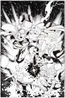 Sean Chen and Scott Hanna Avengers Infinity #1 Cover Original Art (Marvel, 2000)....