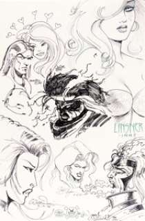 Joseph Linsner, Steven Hughes, Boris Vallejo, Julie Bell, and Others - Jam Piece Illustration Original Art -