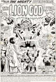 Don Heck and Frank Bolle The Avengers #112 Splash Page 1 Original Art (Marvel, 1973). "The Lion God -