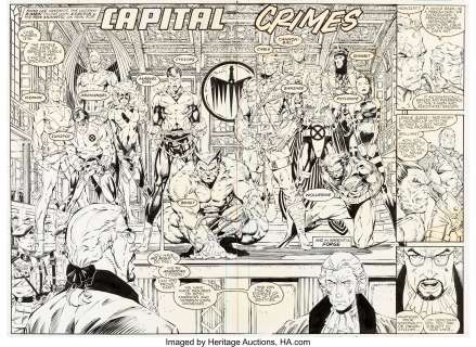 Jim Lee and Scott Williams X-Men #272 Double Splash Page 2-3 Original Art (Marvel, 1991). The X-Men, -