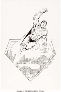 George Pérez and Karl Kesel - History of the DC Universe #2 Page 12 Superman Illustration Original Art (DC, 1986).