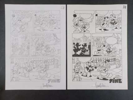 Lara Molinari | Lara Molinari - Disegno Preliminare + Tavola Chinata "Paperino e il Sodalizio dei Cugini" - Firmate - Page volante - Exemplaire unique - (2022) | Catawiki