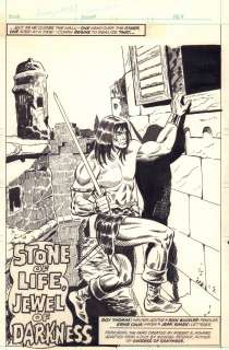 Jeff Aclin - avengers #137 marvel uk issue p. 1 - conan in ‘stone of life, jewel of darkness‘ title splash - 1976