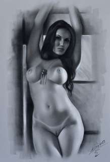 Denis P | Denis Prenzel - Original Kohle Zeichung Monique (29, 7 x 42 cm) - Page volante - (2023) | Catawiki