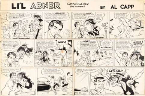 Capp, Al - Al Capp and Frank Frazetta Li‘l Abner Sunday Comic Strip Original Art dated 4-15-56 (United Feature Syndicate, 195...