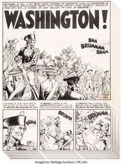 Severin, John - John Severin and Will Elder Two-Fisted Tales #29 Complete 6-Page Story "Washington!" Original Art (EC, 1952).... (Total: 6 Original Art)