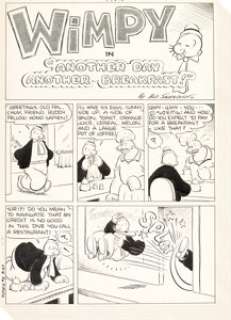 Sagendorf, Bud - Bud Sagendorf Popeye #5 Complete 6-Page "Wimpy" Story "Another Day Another Breakfast!" Original Art (Dell Comics, ... (Total: 6 Original Art)