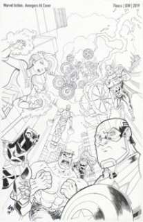 Tony Fleecs Marvel Action: Avengers 6 Variant Cover 1/10 Original Art (Marvel/IDW, 2019)....