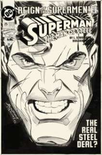 Jon Bogdanove and Dennis Janke - Superman: The Man of Steel #25 Cover Original Art (DC, 1993)....