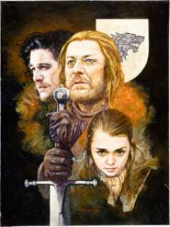 Sanjulian (Manuel Perez Clemente) - Game of Thrones "House Stark" Painting Original Art (c. 2013)....