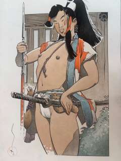 Michetz, Marc | Michetz, Marc - Dessin original + Mise en couleurs originale "Guerrière japonaise" | Catawiki