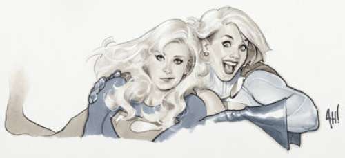 Adam Hughes - Supergirl and Power Girl Specialty Illustration Original Art (undated)....