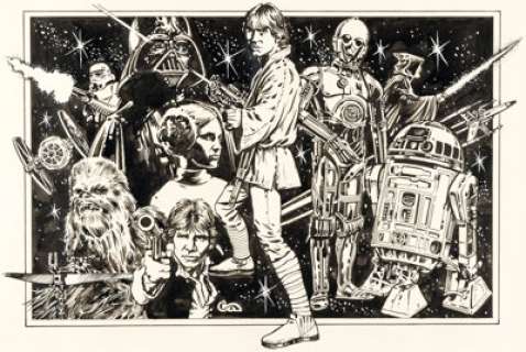 Clyde Caldwell Questar #1 "The Star Wars Gang" Illustration Original Art (MW Comm., 1978).