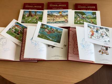 Jeff Broeckx | Klein Suske en Wiske - 6 x luxe fluwelen hardcover - met bijlagen en 3 opdrachttekeningen - Cartonné - EO - 2005 | Catawiki