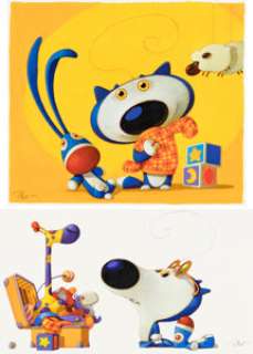 Frédéric Pillot Tilou Bleu part en Vacances Cover and Story Page Original Art Group of 2 (Larousse, 2019). (Total: 2 Original Art)