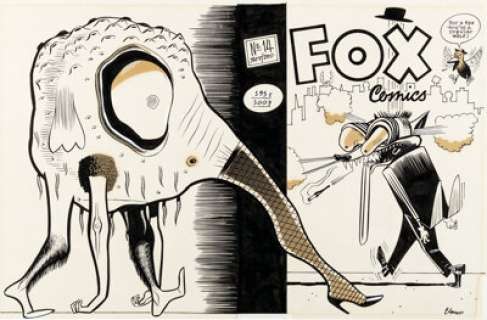 Daniel Clowes Fox Comics #14 Wraparound Cover Original Art (Fox Comics, 1986).