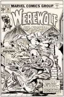 Gil Kane and Tom Palmer Werewolf By Night #34 Cover Original Art (Marvel, 1975).