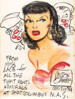 Milton Caniff - Miss Lace from Male Call Chalk-Talk Sketch Original Art (1954).