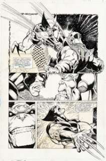 Ron Lim and Joe Rubinstein The Infinity Gauntlet #4 Thanos vs. Wolverine Story Page 17 Original Art (Marvel, 1991).