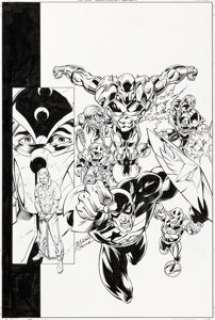 Mark Bagley and Scott Hanna Thunderbolts #23 U.S. Agent Cover Original Art (Marvel, 1998).