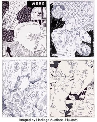 Richard Sala Night Drive "Fatal Word" Complete 4-Page Story Original Art (1984). (Total: 4 Original Art)