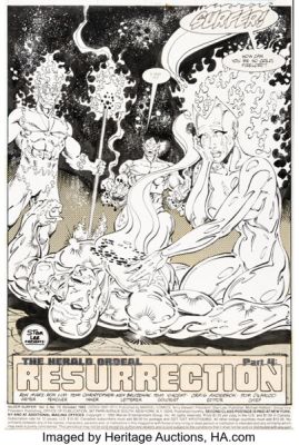 Ron Lim and Tom Christopher Silver Surfer #73 Splash Page 1 Original Art (Marvel, 1992).