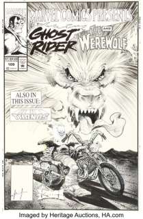Sam Kieth Marvel Comics Presents #109 Ghost Rider and Werewolf by Night Cover Original Art (Marvel, 1992).