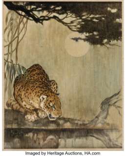 Frank Frazetta - Leopard Painting Original Art (undated).