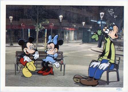 Xavi (Xavier Vives Mateu) | Mickey Mouse - Mickey and Minnie talking at night - Signed Original Artwork by Xavi - (2023) | Catawiki