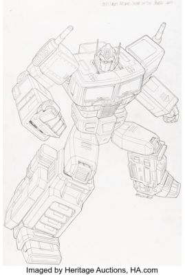 Marcelo Matere Transformers Masterpiece Platinum Edition MP-10 Optimus Prime "Year of the Horse" Toy Packaging Illustration Original Art (Hasbro/Takara, 2014).