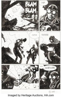 Mike Mignola Hellboy: Conqueror Worm #4 Lobster Johnson First Appearance Issue Story Page 24 Original Art (Dark Horse, 2001).