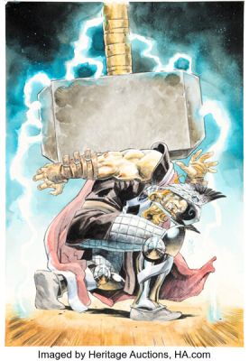 Nic Klein Thor #16 (742) Variant Cover Original Art (Marvel, 2021).