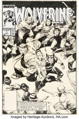 John Buscema Wolverine #7 Hulk / Mr. Fixit Cover Original Art (Marvel, 1989). | Heritage