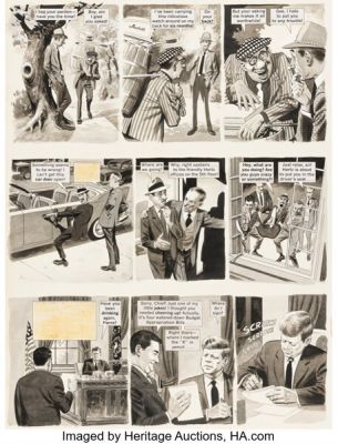 Wally Wood MAD #73 John F. Kennedy Double Page Spread 3-4 Original Art (EC, 1962). | Heritage