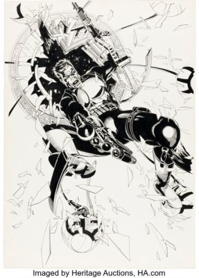 Michael Golden The Punisher #51 Cover Original Art (Marvel, 1991).