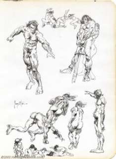 Frank Frazetta - Original Sketches, Nudes in Motion (undated). An erotic masterpiece told in a rapid, loose line - | Heritage