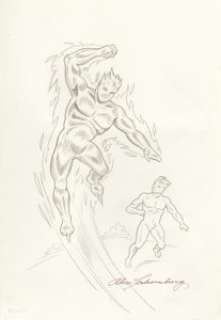 Alex Schomburg - The Human Torch and Toro Sketch Original Art (undated). Marvel Comics’ very first star, the - | Heritage