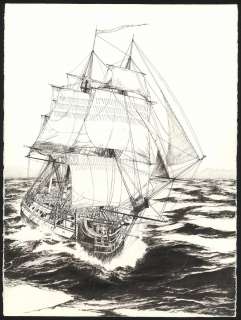 Franck Bonnet - Illustration originale, Le Boullongne de la Compagnie des Indes Orientales - Carnets de voyages en mer des Indes