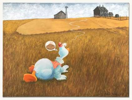 Gus Goose - "Cousin Gus’ World" - Inspired by "Christina’s World" by Andrew Wyeth (2023) | Catawiki