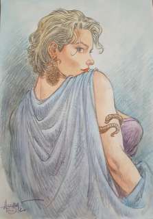 Aouamri, Mohamed - 1 Original colour drawing - Une guerrière - 2012 | Catawiki
