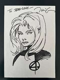 Lee, Jim - 1 Original drawing - Fantastic Four - Susan Storm « Invisible Woman » Head Sketch - 1997 | Catawiki