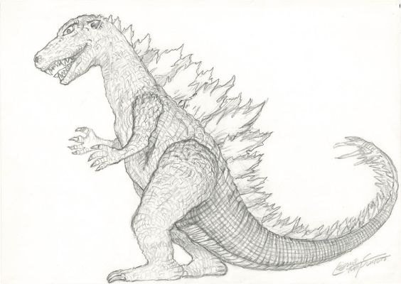 Leiji Matsumoto hand written illustration GodzillaL.Matsumoto ver.soft vinylgenga | Mandarake (Big Web)