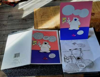 Dupa - 1 Mise en couleur originale + carte postale - Cubitus - Carte de voeux - 1988 | Catawiki